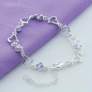 Purple zirconia Bracelet For Women Jewelry Engagement Party Christmas Gift