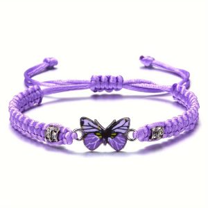 1 F7pcs Fashion Colorful Butterfly Braided Bracelet, Boho Style Alloy Jewelry, Exquisite Gifts, For Women Men, Daily Casual Bracelet, Summer Beach Hand Jewelry, Friendship Gift