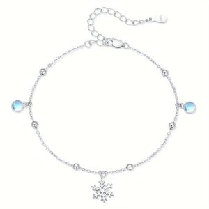 Snowflake Bracelet for Women 925 Sterling Silver Snowflake Bracelet Adjustable Bracelet Christmas Jewelry Gift for Women