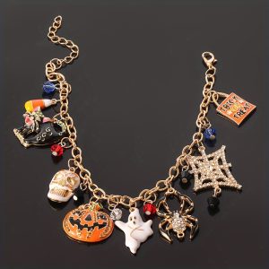 Authorized 1pc Christmas Horror Night Bracelet Pumpkin Zinc Alloy Drop Oil Halloween Gift Jewelry For Women