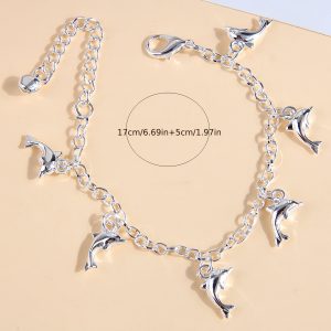 Charming Silver Dolphin Charm Bracelet - Perfect for Everyday Wear or as a Gift