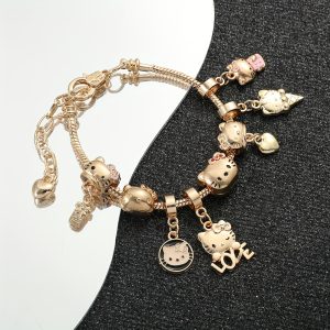 1pc Fashion Cartoon Hello Kitty Charms Bangle For Girl, Jewelry Accessories Gifts